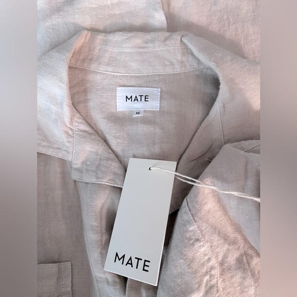 NWT Mate The Label 100% Organic Linen Natural Short Sleeve Button Up Jumpsuit - Picture 7 of 10